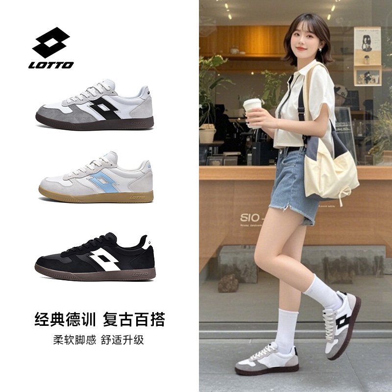 乐途秋季新款皮面复古德训鞋女