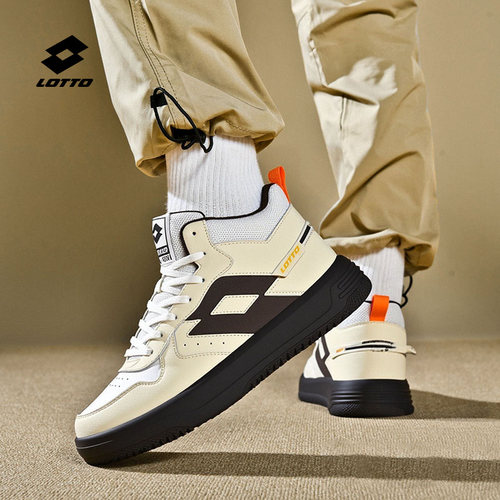 乐途秋季皮面防泼水高帮板鞋板鞋