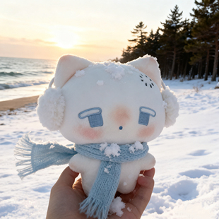 娃岛联萌x小猫冻梨10cm人机猫毛绒玩偶可爱包挂正版便宜现货萌物