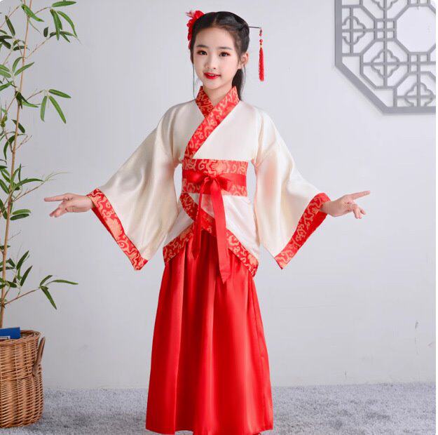 儿童古装女汉服唐装秦朝春秋战国三国贵妃服汉朝格格古代演出服装