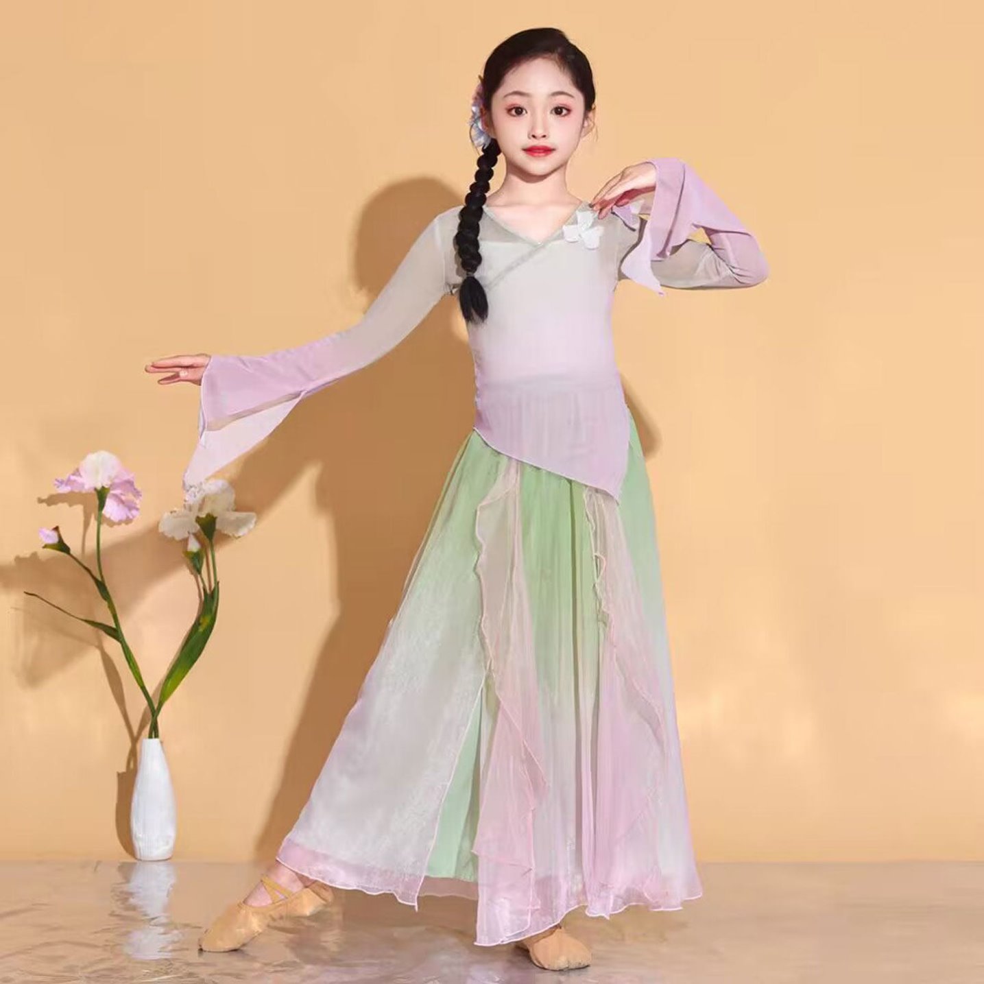 立春古典舞演出服女儿童少儿纱衣练功服飘逸中国舞蹈服装国风汉服