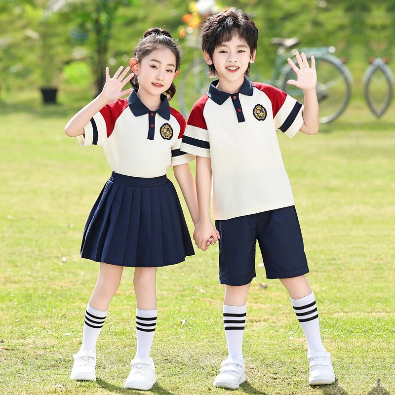 小学生校服夏装短袖T恤儿童运动会毕业照班服套装幼儿园夏季园服