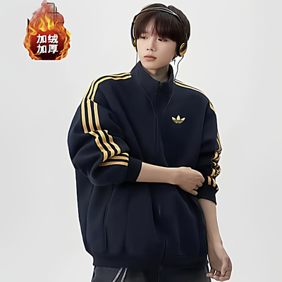 开衫卫衣加绒厚连帽夹克外套宽松