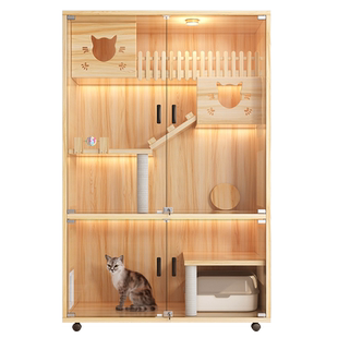 猫别墅猫笼子实木家用室内猫窝猫屋超大自由空间猫咪城堡猫舍猫柜