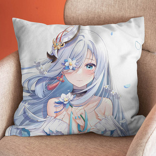 原神周边抱枕申鹤绫华胡桃甘雨二次元动漫女生可爱毛绒方形靠垫被