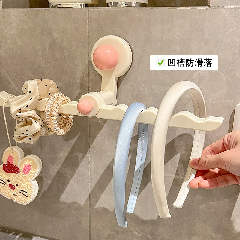 化妆室吸盘收纳层架发圈发饰发夹发箍发圈挂钩家用浴室首饰置物神