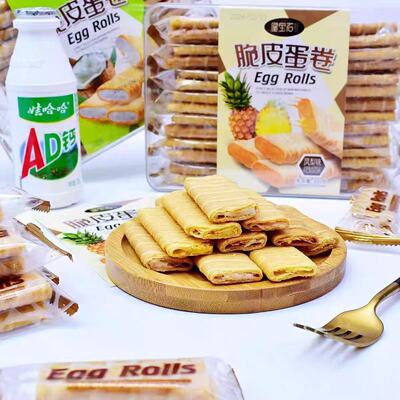 皇宝石脆皮蛋卷盒装椰香味凤梨味酥夹心蛋卷饼干休闲零食品椰子酥