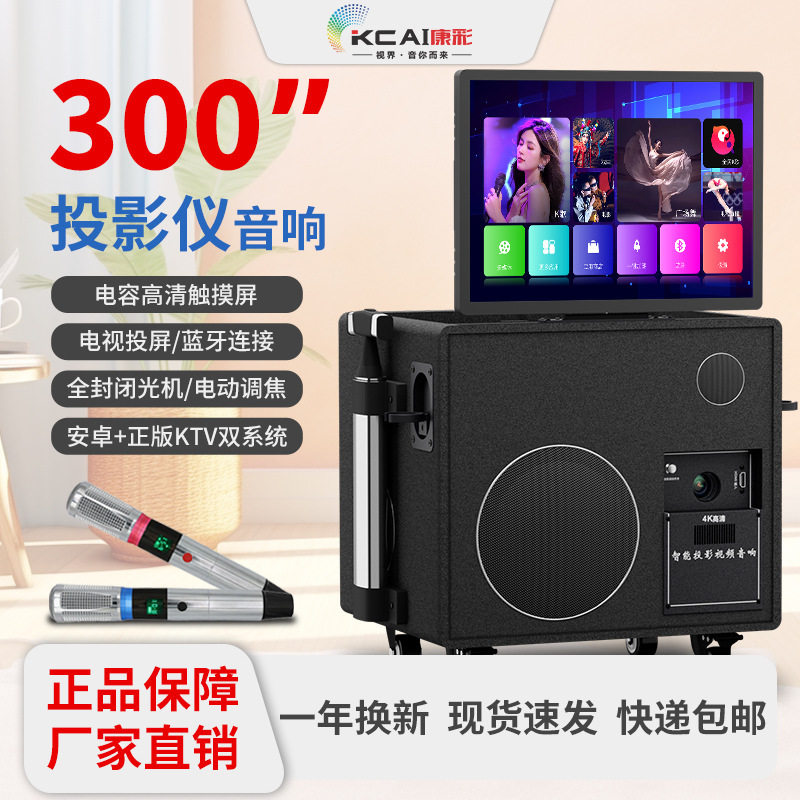 户外投影音响点歌一体机大功率重低音专业卡拉ok演出移动K歌音箱
