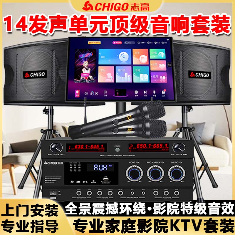 CHIGO志高专业KTV点歌音响套装超重低音卡拉OK音箱全民K歌系统