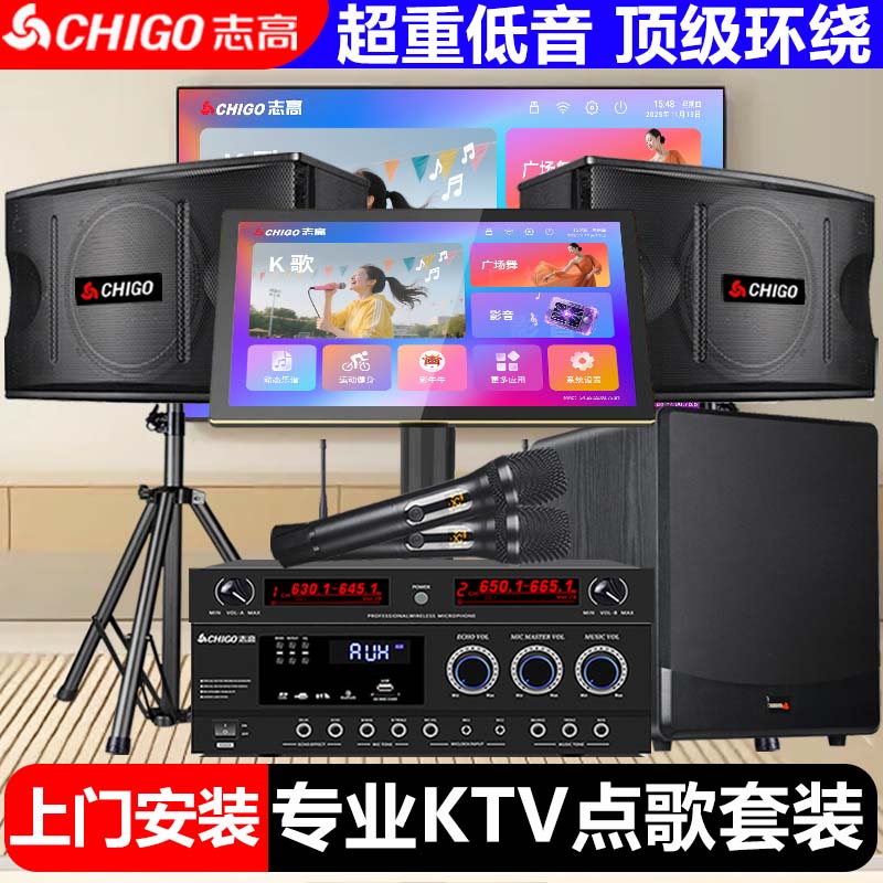 志高专业KTV点歌音响套装超重低音K歌家用卡拉OK全民k歌正版系统