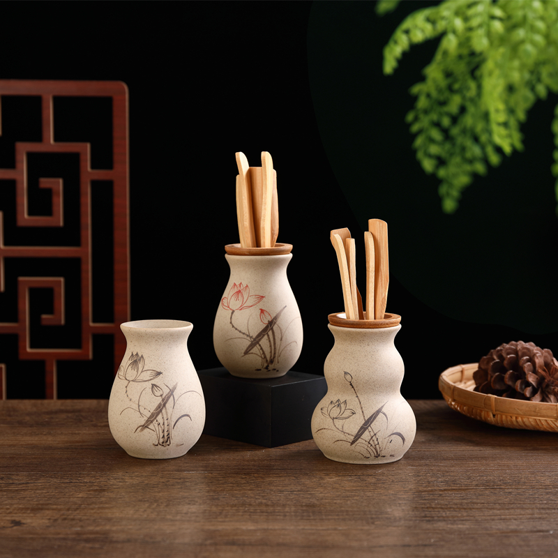 粗陶茶道六君子青瓷泡茶工具茶匙茶针茶漏茶夹茶则茶桶花瓶茶配件