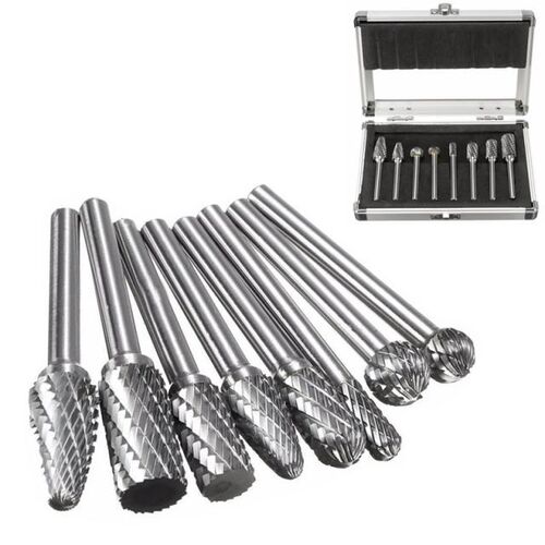 8Pcs 1/4 Shank Double Cut Carbide Rotary Burr Die Grinder Gr