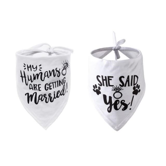 Dog Wedding Bandana Married Engagement Pet Triangle Bibs Sca