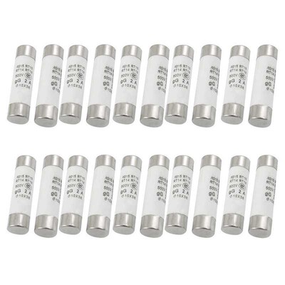 20 Pcs 500V 2A Cylinder Cap Ceramic Fast Blow Fuse Links 10x