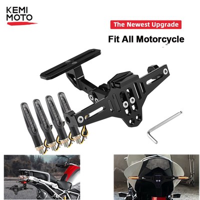 Universal Motorcycle License Plate Holder Frame Bracket LED