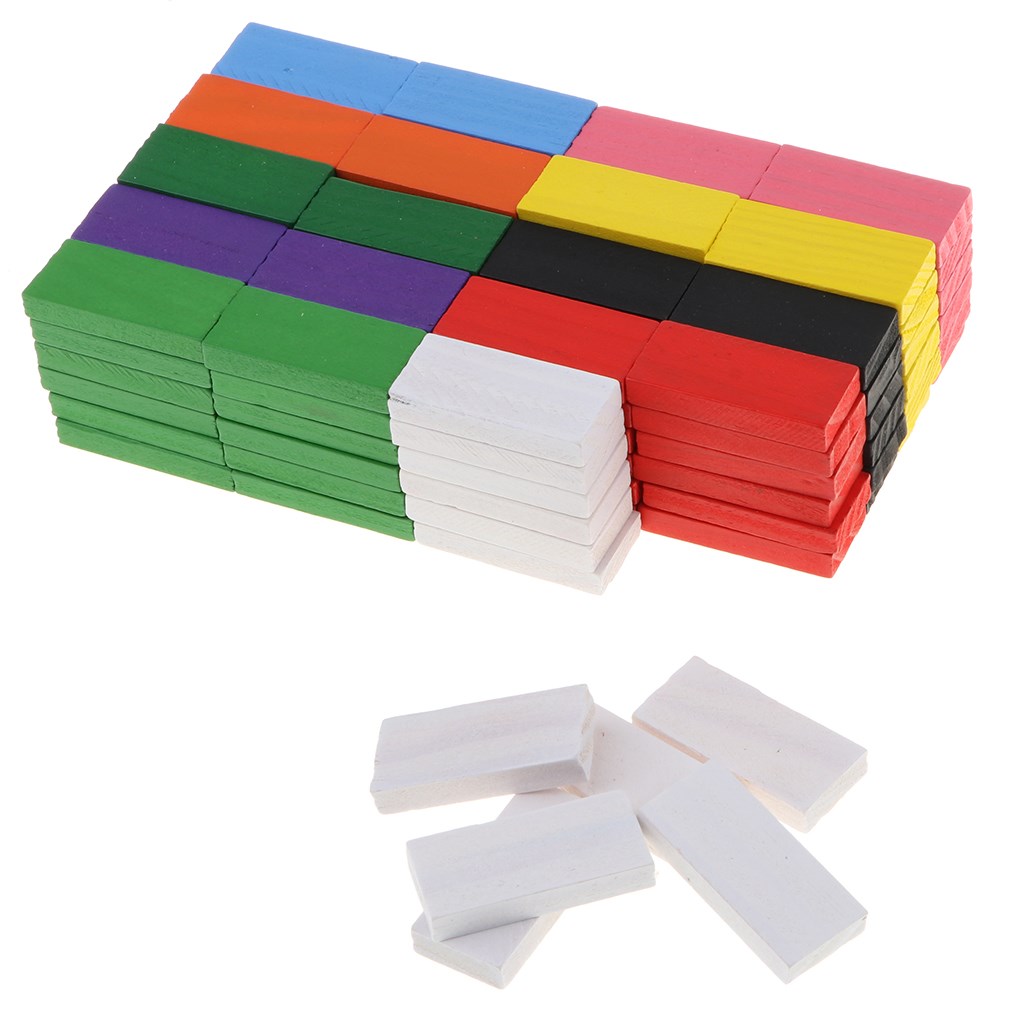 Wooden Domino Blocks Set, 120 PCS 10 color Colorful Dominoes