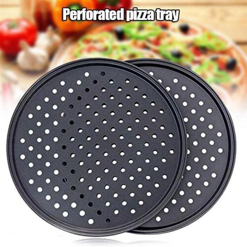 Non-Stick Pizza Baking Pan Mesh Tray Plate Round Deep Dish P