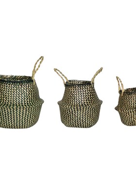 Seagrass Wickerwork Basket Rattan Foldable Hanging Flower Po