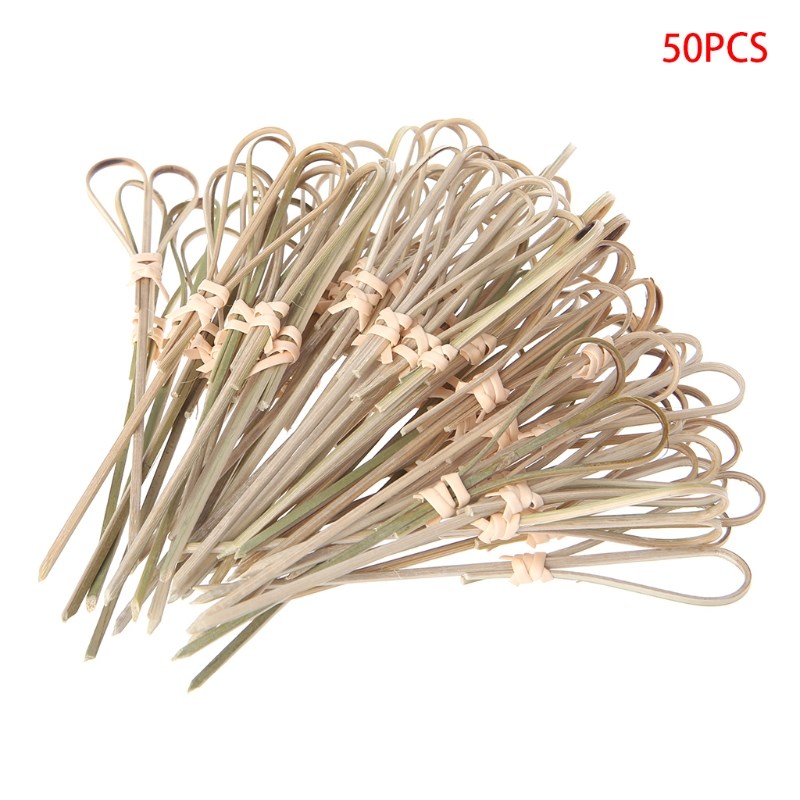 50Pcs Fruit Forks Beads Bamboo Cocktail Picks Food Sticks Di