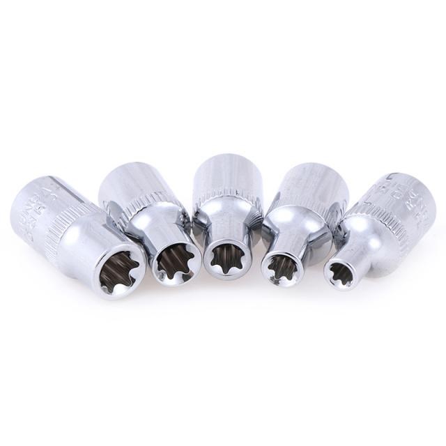 5pcs E-Socket Sockets 1/4 Inch(6.3mm) Torx Star Bit Female E