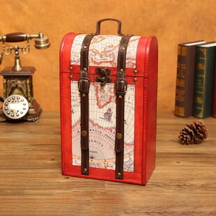 Vintage Wooden Red Wine Box Packaging Gift Boxes Double Bott