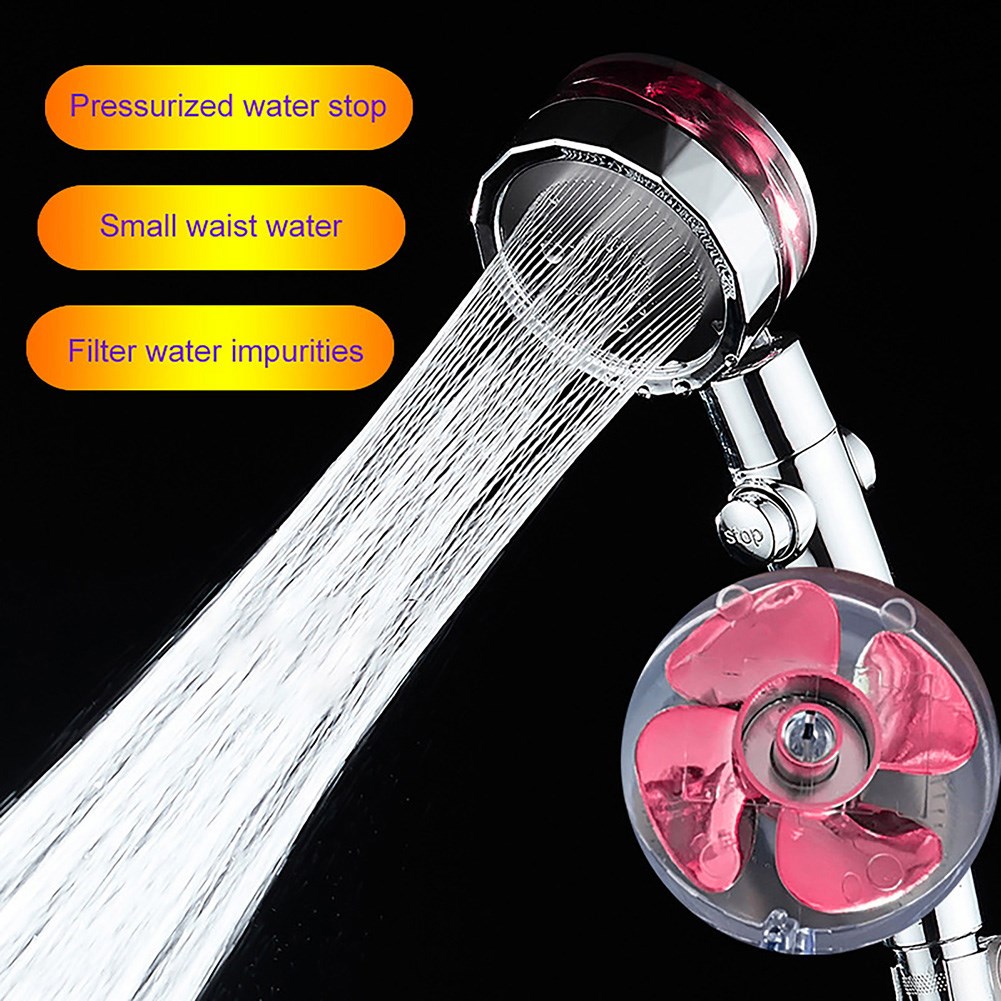 360 Rotation Bathroom Shower Head Propeller Turbo Boost Spra