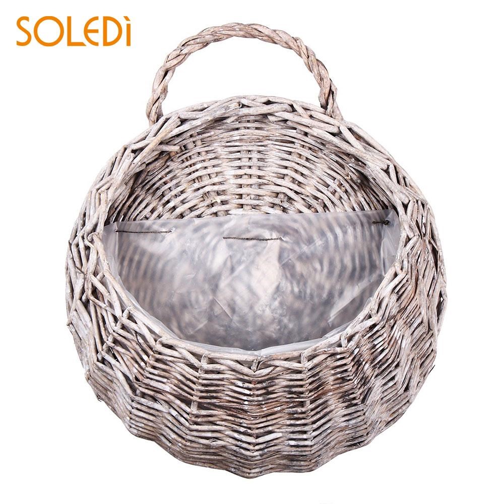 Rattan Vase Basket Handmade 23*18cm Wicker Hanging Basket Pl