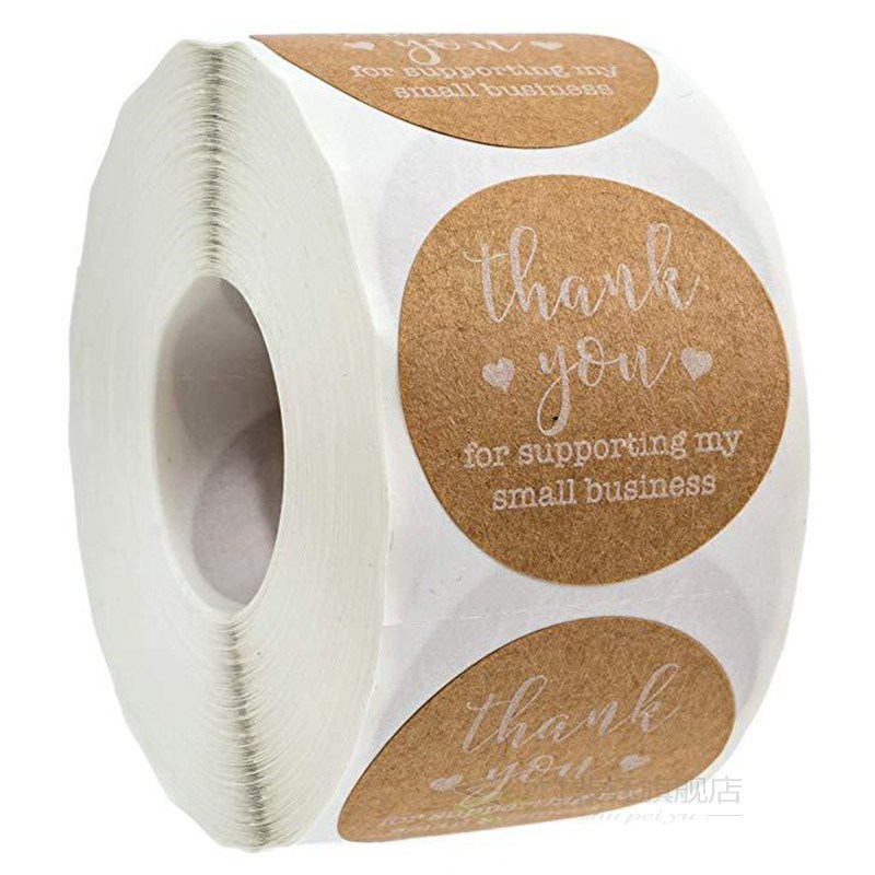 500pcs Thank You for Supporting My Business Kraft Sticker wi