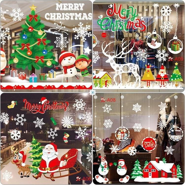 colorful christmas sticker window sticker glass sticker