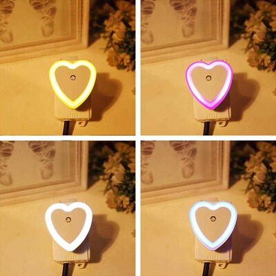 220V LED Plug-in Heart Shape Night Light Lamp with Sm