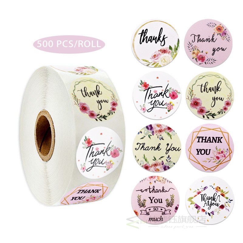 500 Sheets/Roll Round Labels Thank You Packaging Sticker for
