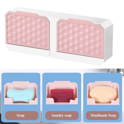 Shower Rail Soap Dish Holder Punch-Free Soap Sponge Box Wall