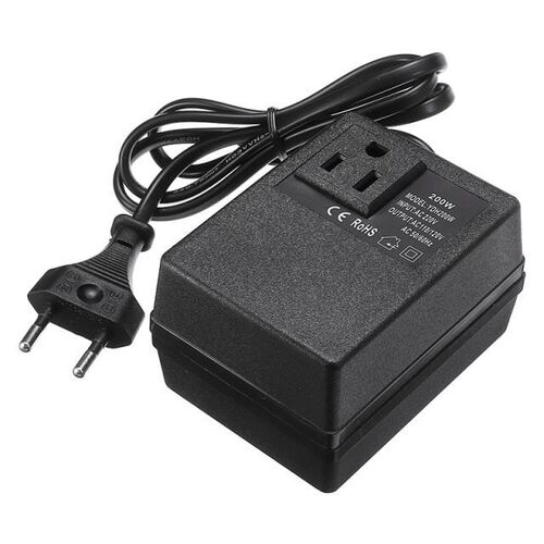 1pc Black AC Power Adapter 200W Travel Voltage Converter 220