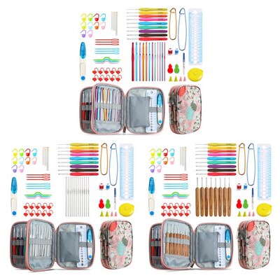 9Pcs Crochet Hook Set Knitting Needles with Storage Bag Alum