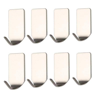8 pieces stainless steel 3m self adhesive sticky hooks wall