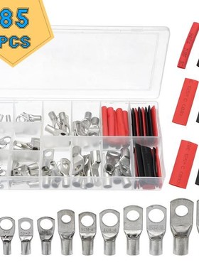 85Pcs Tinned Copper Ring Lug Terminal Connector With Solder