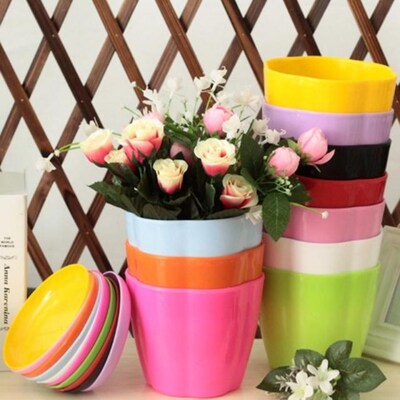 1set Plastic Flower Plants Pots Imitation Ceramic Thicken Su