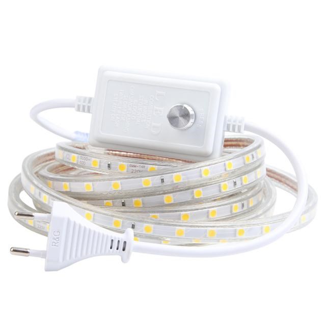 AC 220V Waterproof LED Strip Lights Dimmer 5050 60LEDs/M Whi