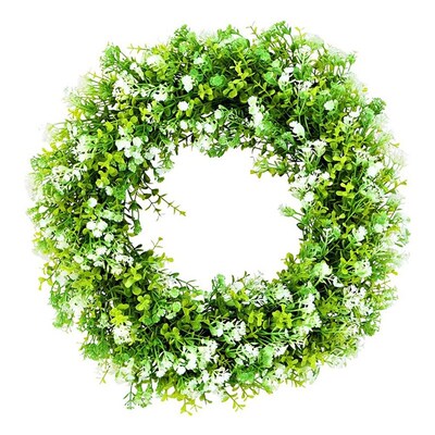 Artificial Baby's Breath Flower Wreath Welcome Front Door Wr