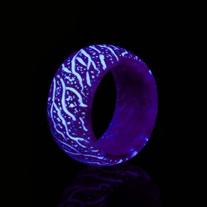 Fashion Luminous Resin Ring Blue Pink Glow Inlay Green Backg