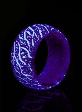 Fashion Luminous Resin Ring Blue Pink Glow Inlay Green Backg