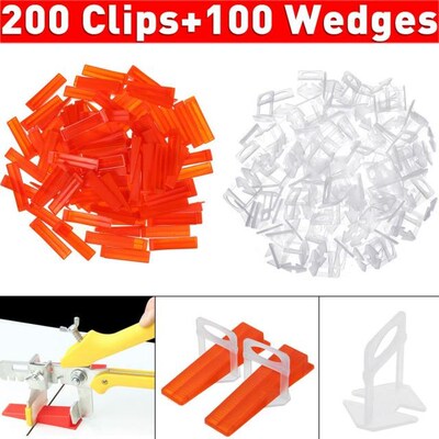 300PCS Plastic Ceramic Tile Leveling System 200 Clips+100 We