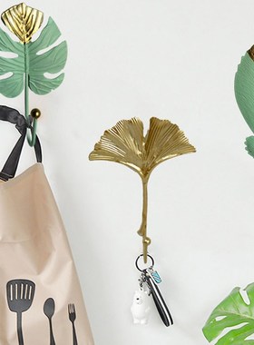Nordic Light Luxury Golden Leaves Wall Hooks for Hanging Clo