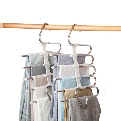 Multifunction Pants Hanger 5 Tier Stainless Steel Trousers R