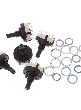 5 Pcs 4P3T 4 Pole 3 Position 6mm Shaft Diameter Band Selecto