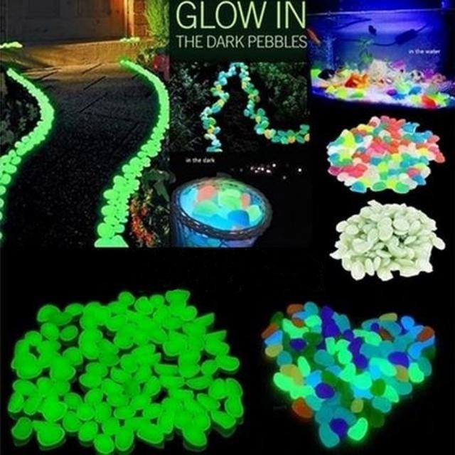 50Pcs Garden Pebbles Glow Stones Rocks for Walkways Garden P
