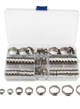 45/80Pcs/Set Stainless Steel 1-Ear Stepless Clamp Worm Drive
