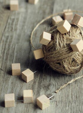 50 Pcs Wood Decorative Push Pin Wood Head Thumb Tacks Photo