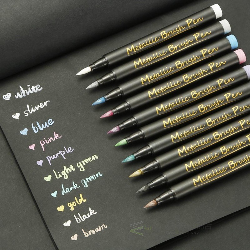 Metallic Marker Pen Set 10 Colors Permanent Brush Pen  for P