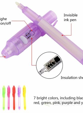 2020New 5PCS/Set Multi-function Invisible Ink Pen UV Flashli